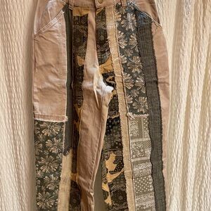 Oli & Hali Beige Patchwork Wide-Leg Pants